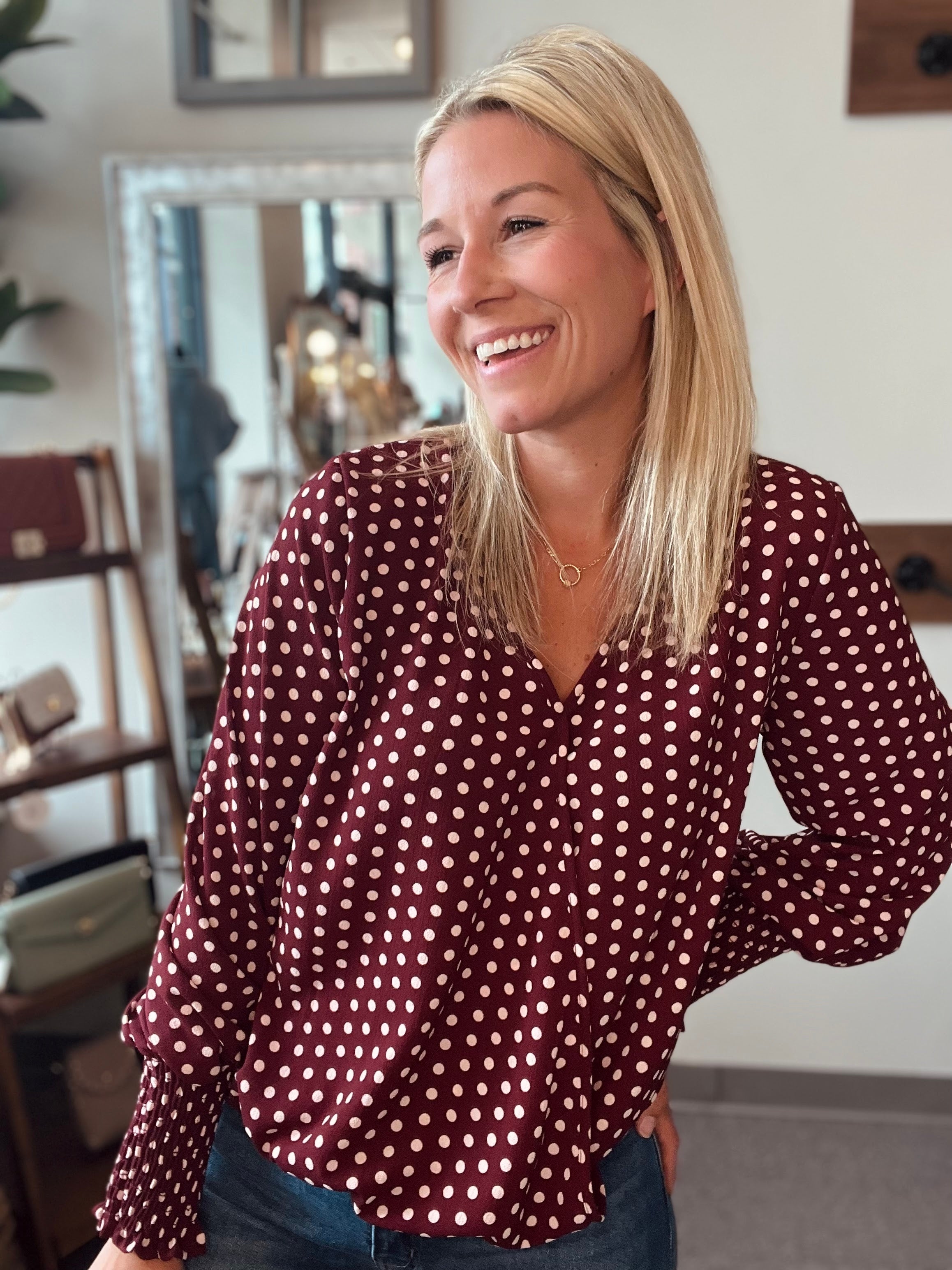 Loft polka dot blouse best sale